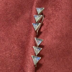 Silver Triangle Moonstone Earrings